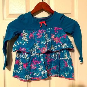 Oshkosh Teal Floral Ruffled Tunic